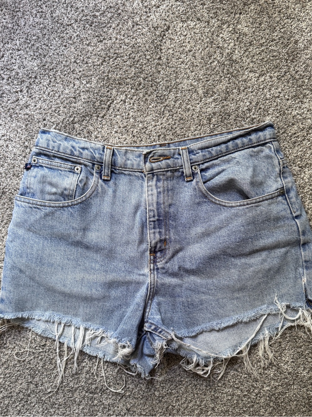 Ralph Lauren Vintage Light Blue Denim Frayed Hem Shorts